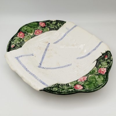 купить Блюдо (сухарница) "Рушник" с цветочным декором, фаянс, роспись, Каменнобродский фаянсовый завод, СССР, 1920-1930 гг.