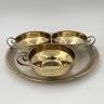 Купить Набор из 3-х кофейных чашек на подносе, мНЦ (медь-никель-цинк), золочение, Артель «Московский ювелир», СССР, 1973 г.