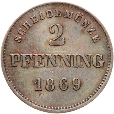 купить Германия, Бавария 2 пфеннига 1869