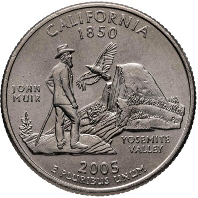 купить США 1/4 доллара (квотер, 25 центов) 2005 P "Штат Калифорния", знак монетного двора "P" - Филадельфия
