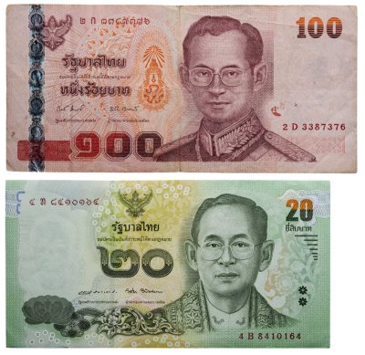 купить Таиланд набор из 2 банкнот 20 и 1000 бат 2005-2013