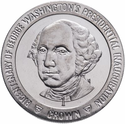 купить Остров Мэн 1 крона 1989 "200 лет со дня вступления в должность президента Джорджа Вашингтона / портрет"