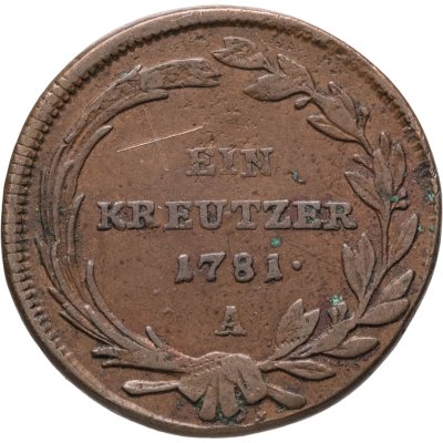 купить Австрия 1 крейцер 1781, знак монетного двора "A" - Вена