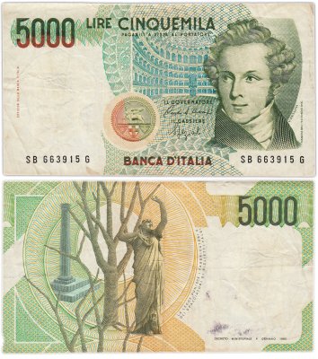 купить Италия 5000 лир 1985 (Pick 111b)