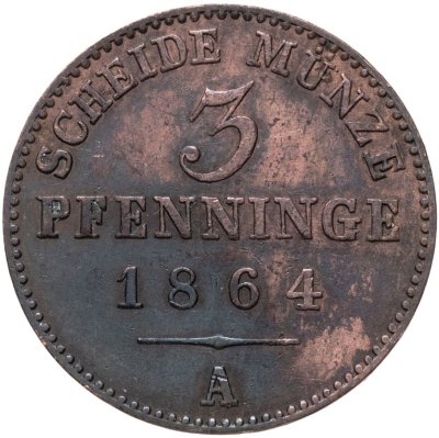 купить Германия, Пруссия 3 пфеннинга 1864 А
