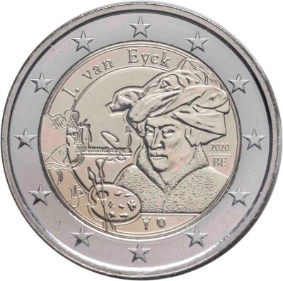 купить Бельгия 2 евро 2020 "Художник Ян ван Эйк", в блистере, надпись на французском "BELGIQUE"
