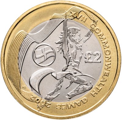 купить Великобритания 2 фунта (pounds) 2002 "XVII Игры Федерации Содружества наций - флаг Англии"