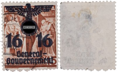 купить Германия, Третий Рейх, генерал-губернаторство Польша 16 грошей 1940 с надпечаткой "Generalgouvernement"