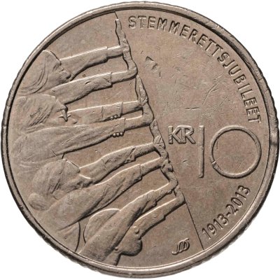 купить Норвегия 10 крон (kroner) 2013 "100 лет всеобщему избирательному праву"