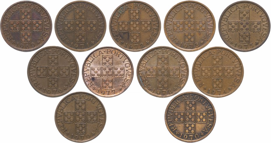 купить Португалия набор 50 сентаво (11 монет) полная погодовка 1969-1979