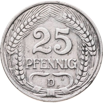 купить Германия 25 пфеннигов (pfennig) 1910 D