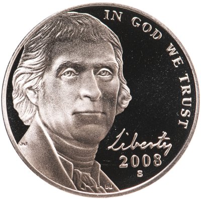 купить США 5 центов (cents) 2008 S Proof Return to Monticello Jefferson Nickel (Джефферсон) знак монетного двора "S" - Сан-Франциско