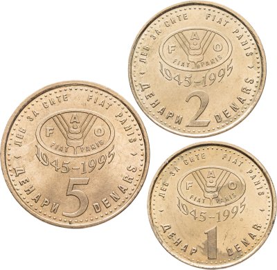 купить Македония, подборка 3-х монет 1, 2 и 5 денаров 1995 "ФАО"