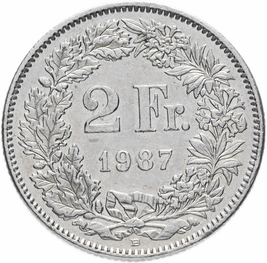 купить Швейцария 2 франка 1987