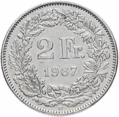 Купить Швейцария 2 франка 1987