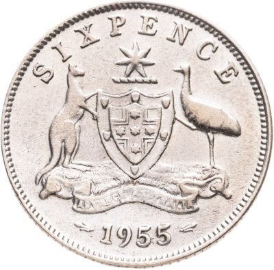купить Австралия 6 пенсов (pence) 1955