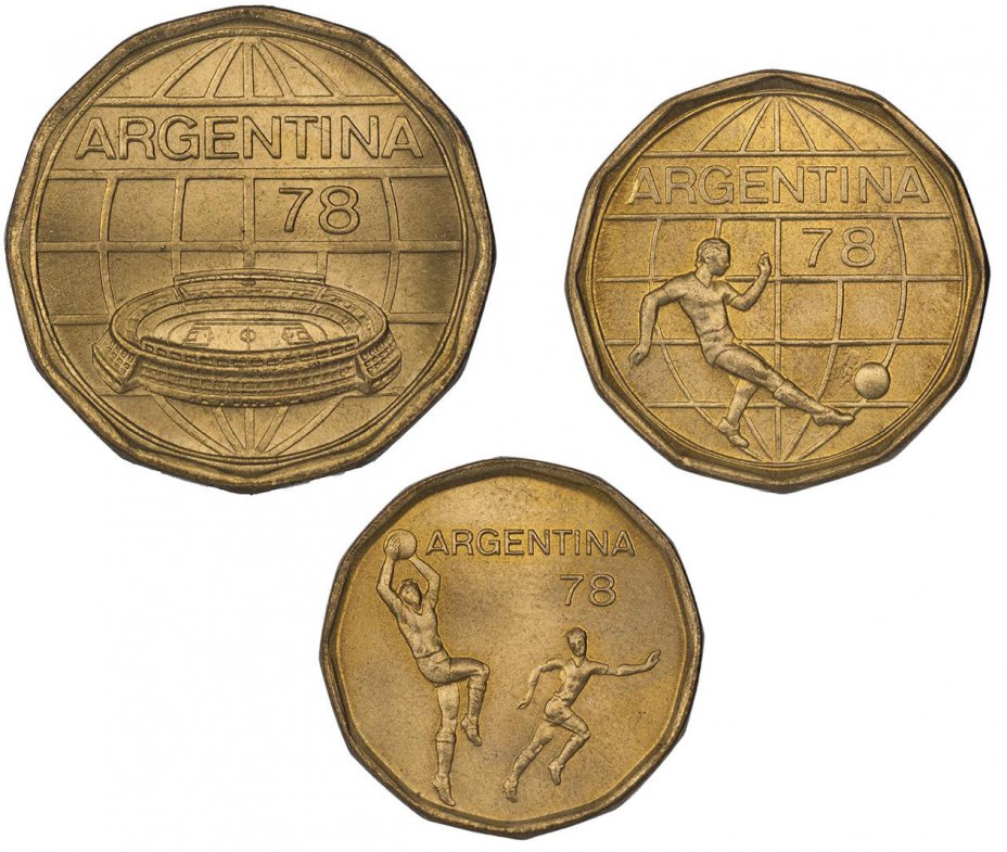 купить Аргентина набор из 3х монет "Чемпионат мира по футболу 1978"