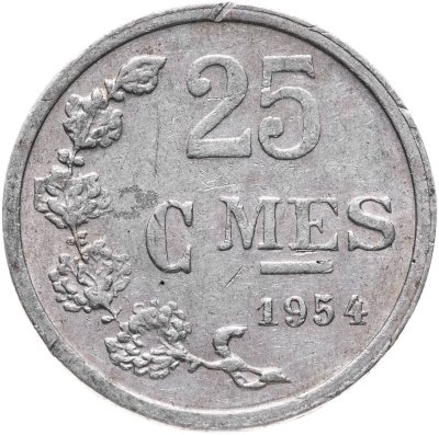 купить Люксембург 25 сантимов (centimes) 1954