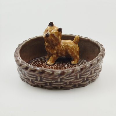 купить Лоточек для украшений "Щенок в плетенной корзинке", фарфор, роспись, Великобритания, 1970-2000 гг.