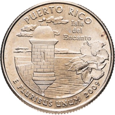 купить США 1/4 доллара (квотер, 25 центов) 2009 "Пуэрто Рико", знак монетного двора "Р" - Филадельфия
