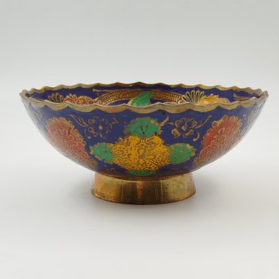 купить Конфетница (орешница) в восточном стиле с цветочным узором, латунь, холодный эмали, Индия, 1970-1990 гг.