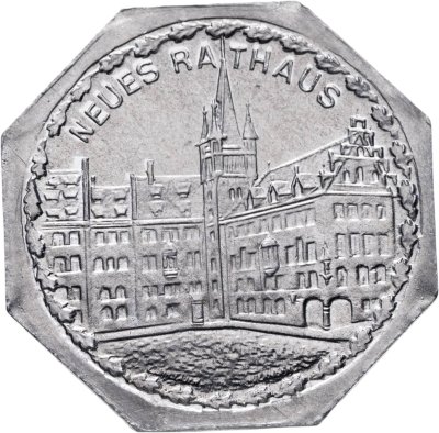 купить Германия, Нюрнберг 20 пфеннигов 1921 "Новая ратуша" (трамвайный жетон)