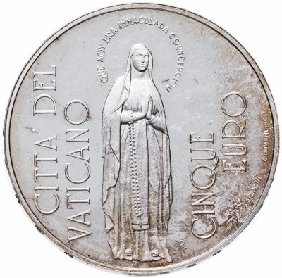 купить Ватикан 5 евро 2004 "150 лет догме о Непорочном зачатии Девы Марии"
