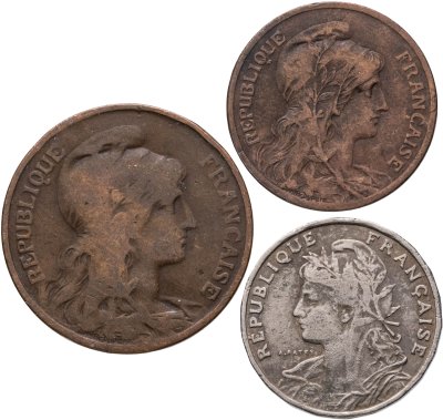 купить Франция набор монет 1898-1917 (3 штуки)