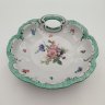 Купить Блюдо сервировочное с цветочным декором и каймой бирюзового оттенка, фарфор, деколь, подрисовка, обводка, золочение, Oscar Schlegelmilch, ГДР, 1953-1972 гг.