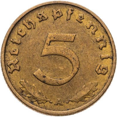 купить Германия (Третий рейх) 5 рейхспфеннигов (reichspfennig) 1938 A