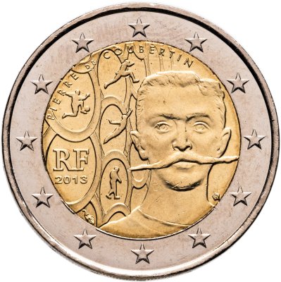 купить Франция 2 евро 2013 "150 лет со дня рождения Пьера де Кубертена"