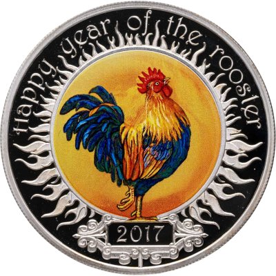 купить Северная Македония 100 денаров 2017 "Китайский зодиак - Год петуха" в футляре с сертификатом