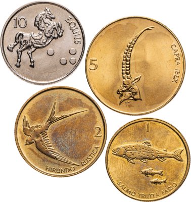 купить Словения, Набор из 4 монет - 1, 2, 5, 10 толаров 1996-2000