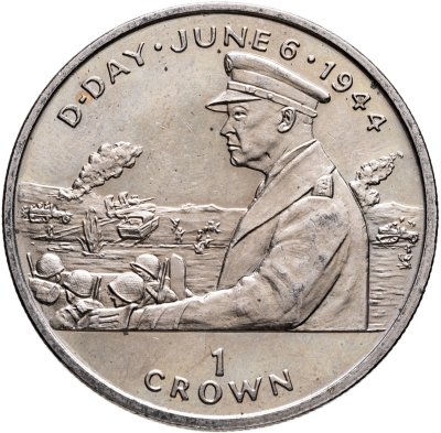 купить Остров Мэн 1 крона 1994 "50 лет высадке в Нормандии 6 июня. Генерал Эйзенхауэр"