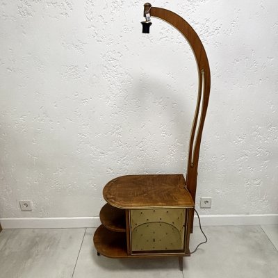 купить Тумба барная с торшером, дерево, латунь, стекло, ткань, ГДР, 1960-1970 гг.