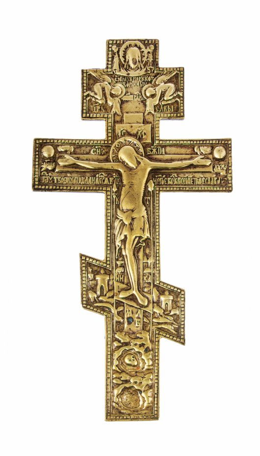 купить Крест большой киотный «Распятие Христово», бронза, литье, Российская Империя, 1850-1890 гг.