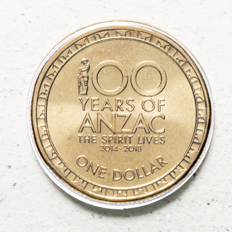 купить Австралия 1 доллар 2014 "100 лет АНЗАК" (в конверте, с маркой)