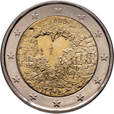 купить Финляндия 2 euro (евро) 2008 "60 лет Всеобщей декларации прав человека Финляндия"