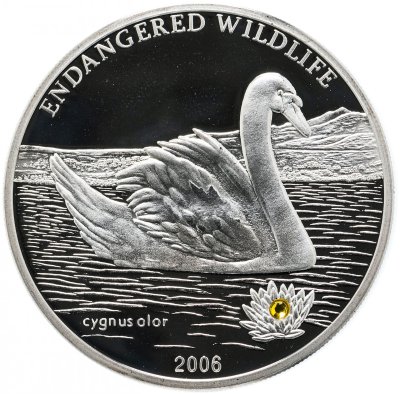 купить Монголия 500 тугриков 2006 Proof "Лебедь - шипун" с кристаллом Swarovski