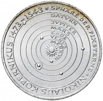 купить Германия 5 марок 1973 "500 лет со дня рождения Николая Коперника" J