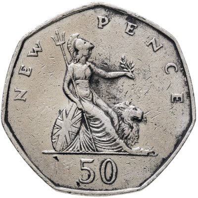 Купить Великобритания 50 новых пенсов (new pence) 1969