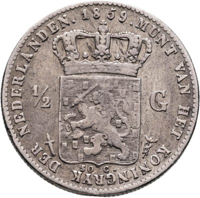 купить Нидерланды 1/2 гульдена (gulden) 1859