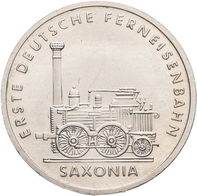 купить Германия, ГДР 5 марок (mark) 1988 "150 лет первой железной дороге Германии - паровоз "Саксония"