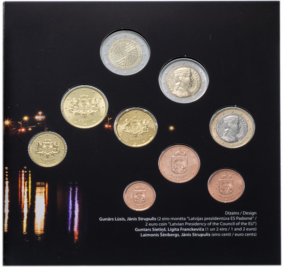 купить Латвия годовой набор евро 2015 BU (8 монет в официальном буклете "Председательство в ЕС")