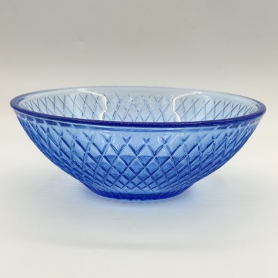 купить Салатник круглой формы с геометрическим объёмным декором, Завод Запрудня, цветное стекло, пресс, СССР, 1970-1980 гг.