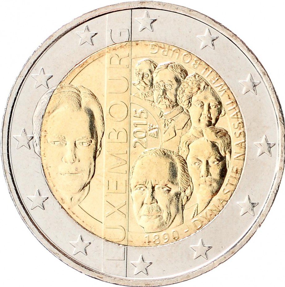 купить Люксембург 2 евро 2015 "125 лет династии Нассау-Вейльбург"