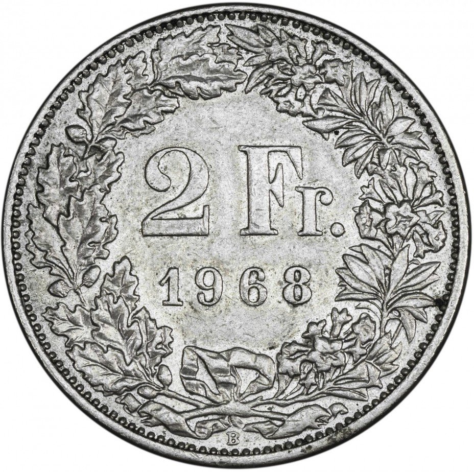 купить Швейцария 2 франка 1968