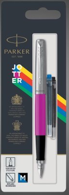 Купить Перьевая ручка Parker Jotter, цвет MAGENTA, цвет чернил синий/черный, толщина линии M, В БЛИСТЕРЕ, Металлы: нержавеющая сталь, пластик, 2026 г.