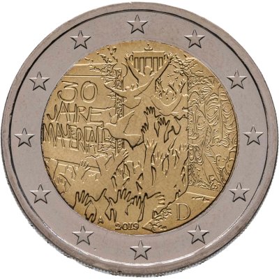 купить Германия 2 евро (euro) 2019 D "30 лет Падению Берлинской стены"