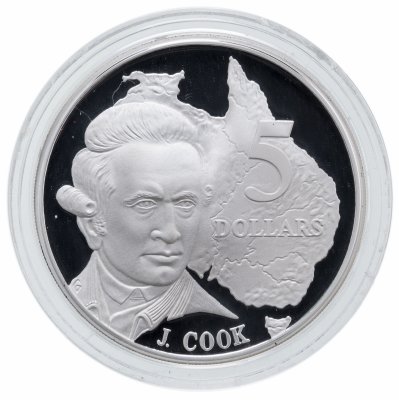 купить Австралия 5 долларов 1993 "Первооткрыватели - Джеймс Кук"